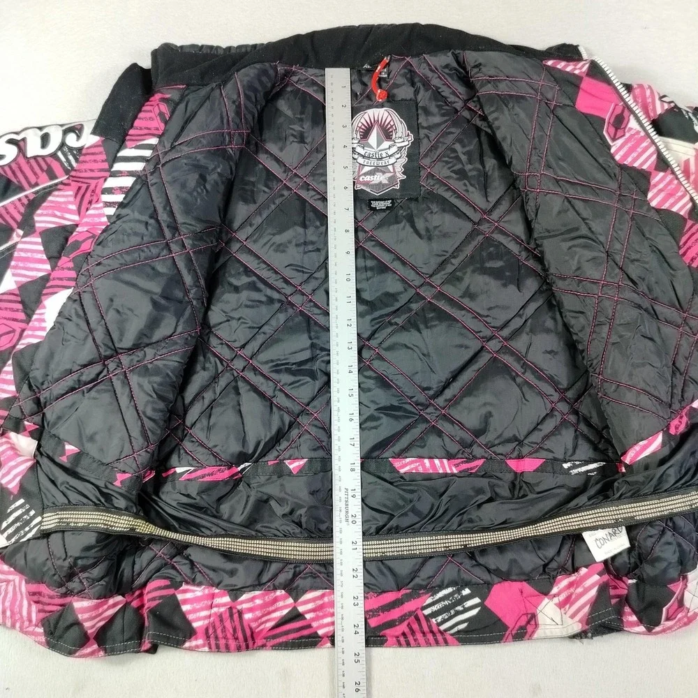 Castle X Jacket Girls XL Pink Black Geometric Insulated Ski Snow Winter Racewear